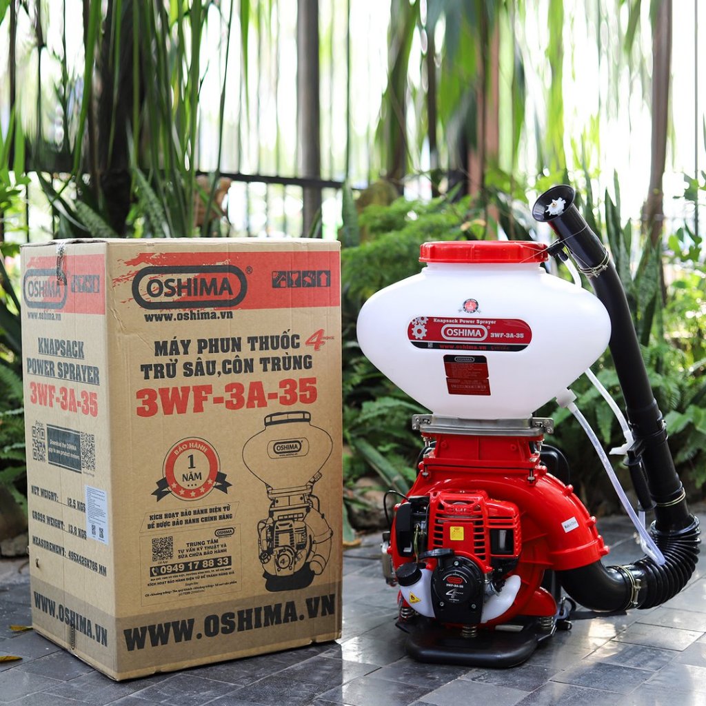Máy phun thuốc trừ sâu côn trùng động cơ OSHIMA 3WF-3A-35 Đỏ 4 thì (3 chức năng)