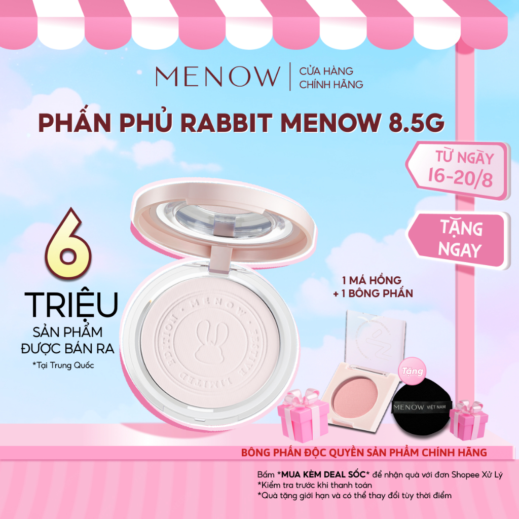 Phấn phủ nén làm đều màu da MENOW Rabbit Compact Powder 8.5gr