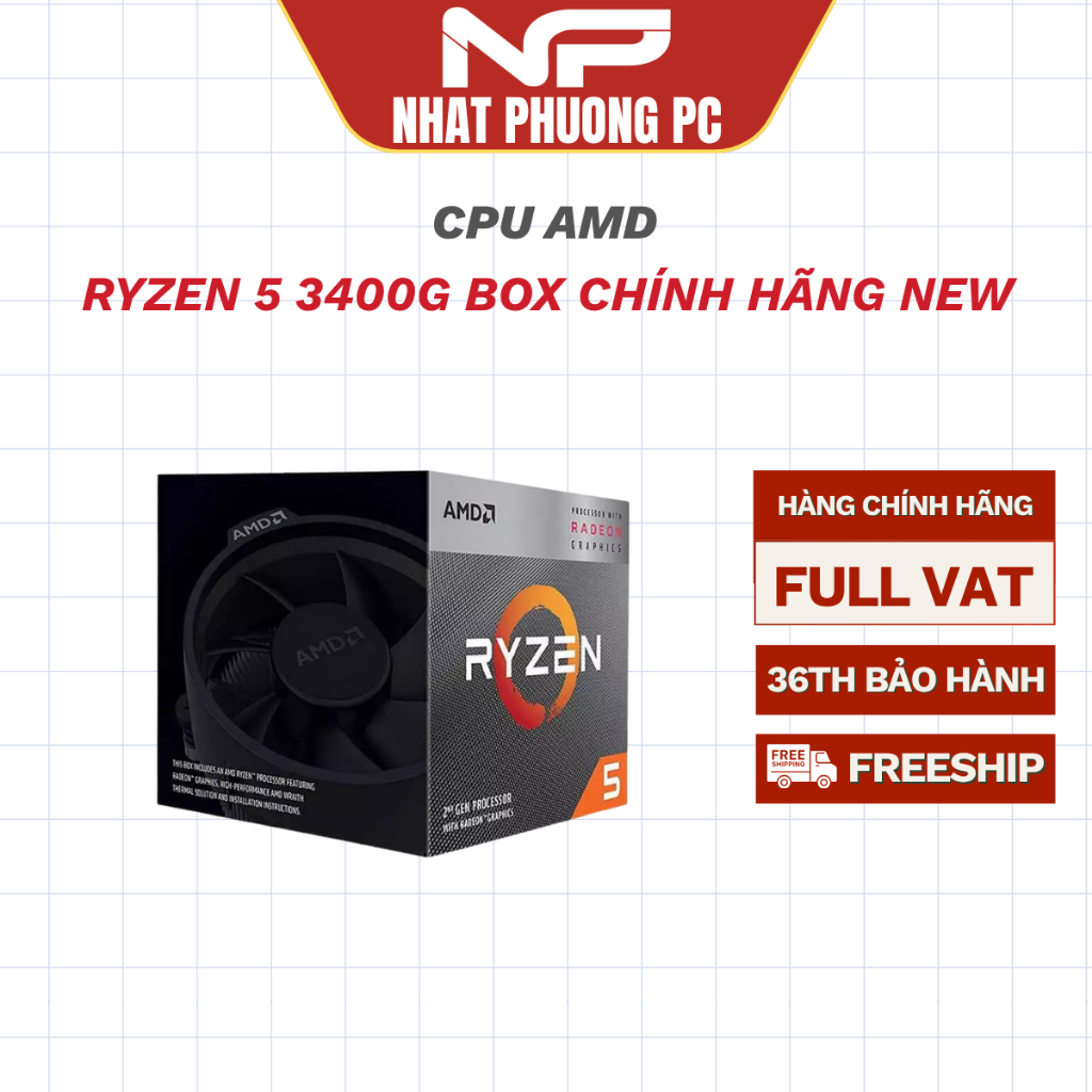CPU AMD RYZEN 5 3400G BOX CHÍNH HÃNG NEW