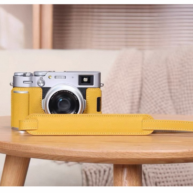 [SẴN] CASE - BAO DA FUJIFILM dòng 𝐗𝟏𝟎𝟎𝐕𝐈 màu vàng DA THẬT - kèm dây da dài