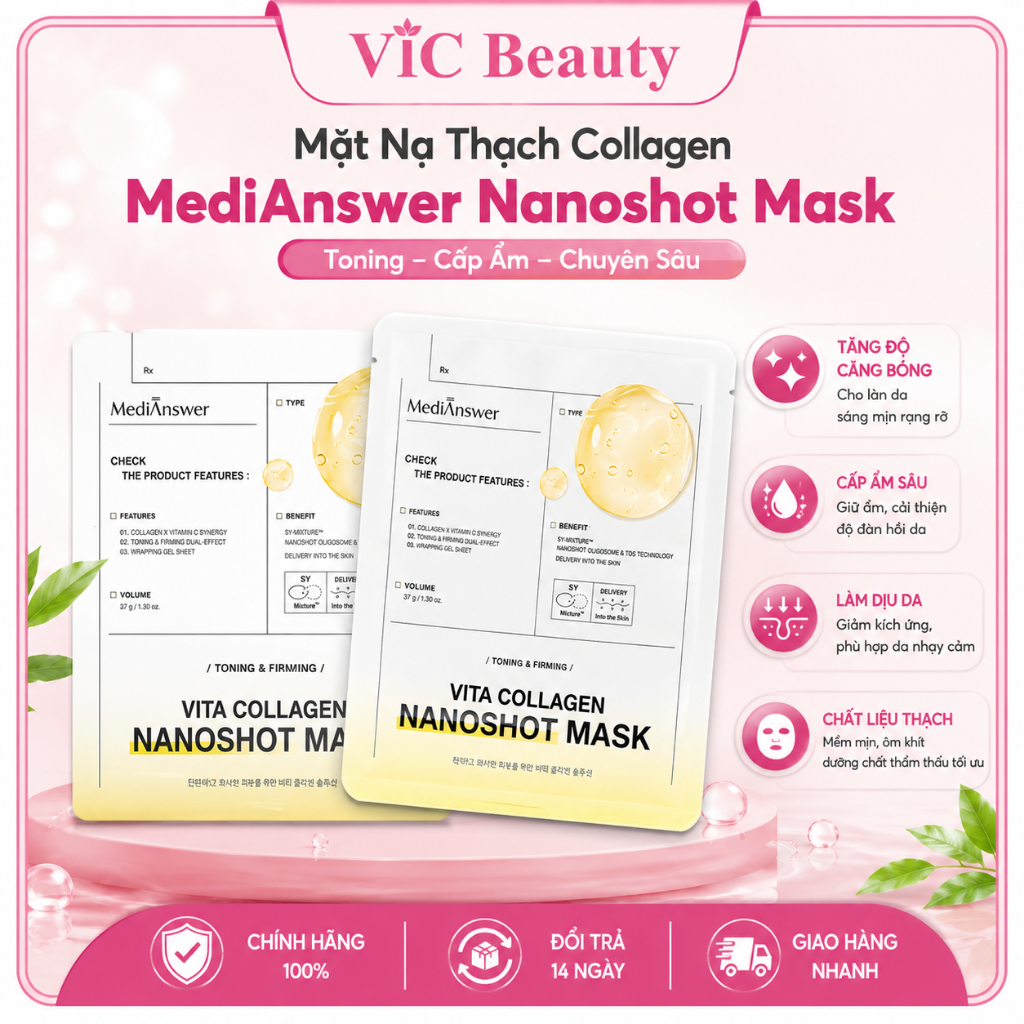 Mặt nạ thạch vàng Collagen Medi Answer mặt nạ dạng thạch Hàn Quốc Medi Answer Vita Collagen Mask chố