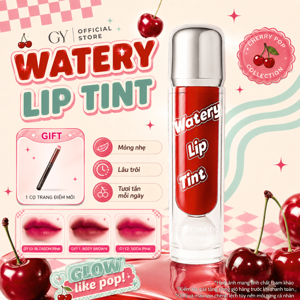 [Phiên Bản Nâng Cấp] Son Tint Lì Watery Lip Tint GY Cosmetics, Lâu Trôi, Bền Màu, Nhẹ Môi, 5ml