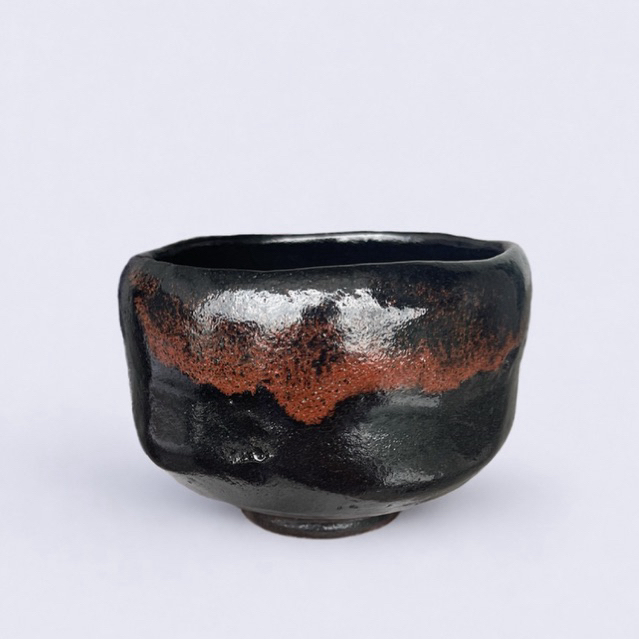 Chawan Kuro Raku màu đen hỏa biến, bát đánh matcha Nhật Bản cao cấp, secondhand