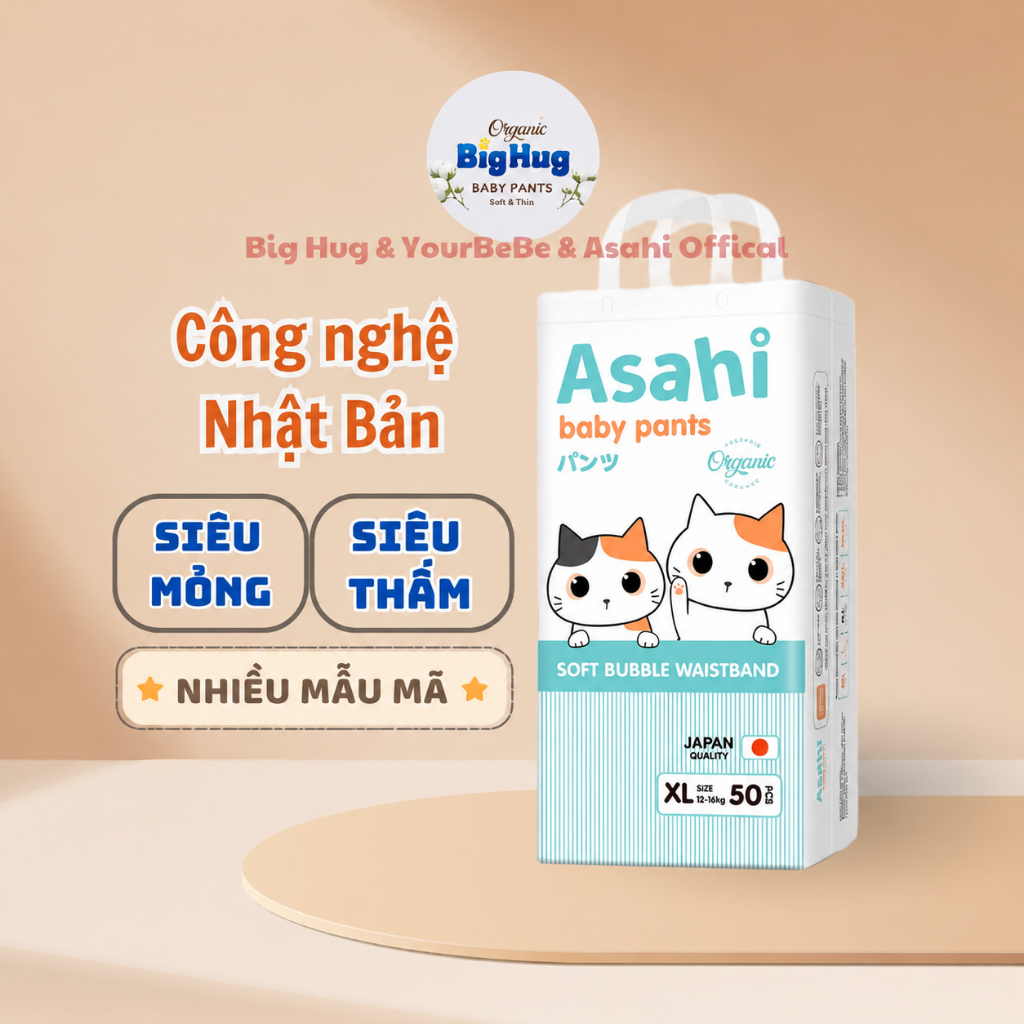 [ ASAHI -50 miếng] Tã/Bỉm quần Asahi MỚI size M,L,XL,XXL,XXXL nhiều mẫu tã thoáng khí, thoát ẩm tốt