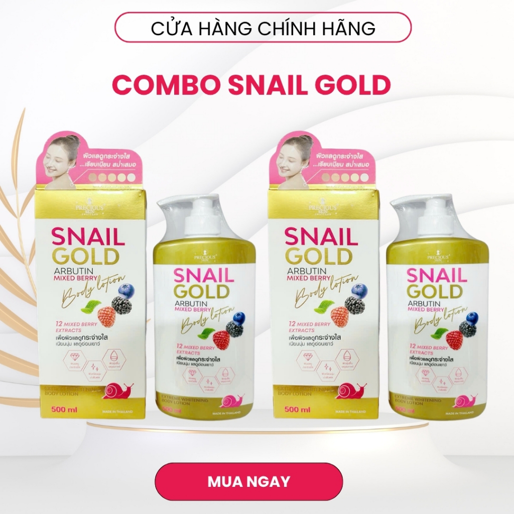 COMBO 2 CHAI Sữa dưỡng thể body Snail Gold Arbutin Mix Berry Body Lotion Precious Skin 500ml