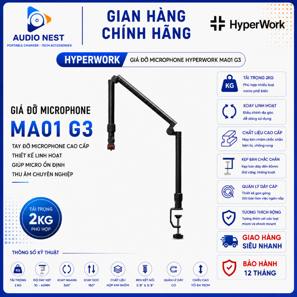 Giá đỡ Microphone HyperWork MA01 G3