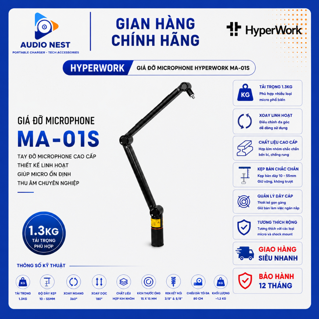 Giá đỡ Microphone HyperWork MA-01S