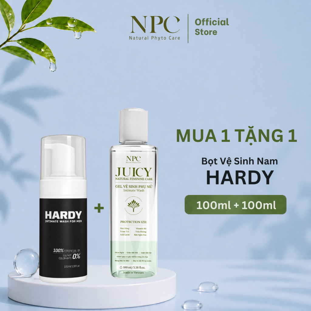 [Mua 1 tặng 1] Bọt Vệ Sinh Nam JUICY Hardy Intimate Wash For Men làm sạch nhẹ nhàng 100ml - NPC PHAR