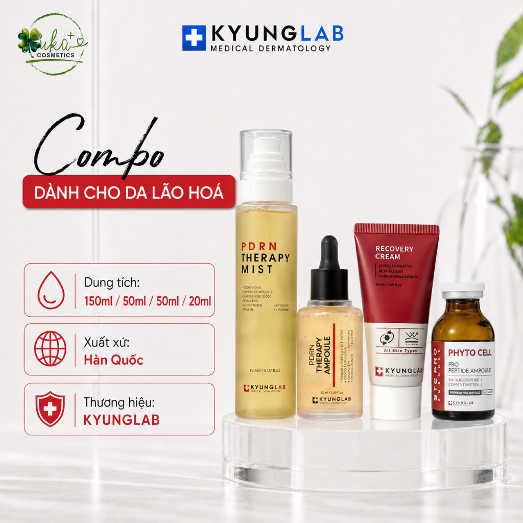 Bộ sản phẩm xịt khoáng KyungLab, serum tế bào gốc KyungLab, kem dưỡng KyungLab dành cho da treament