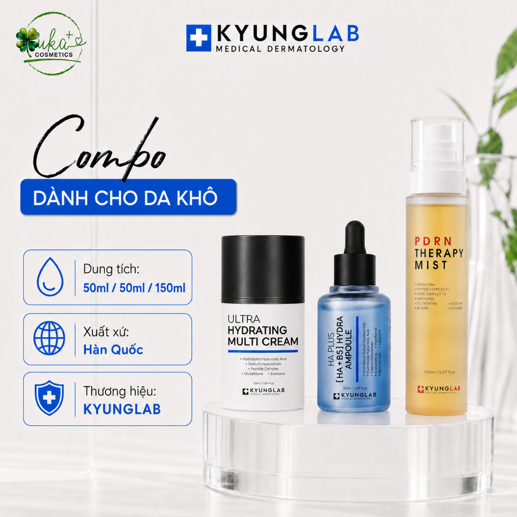Bộ sản phẩm xịt khoáng KyungLab, serum HAB5 KyungLab, kem dưỡng KyungLab cho da khô 50ML - 150ML