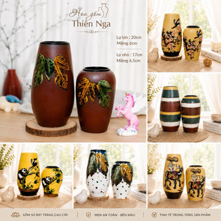 Combo 2 lọ hoa gốm men khô Bát Tràng