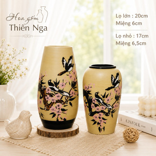 Combo 2 lọ hoa gốm men khô Bát Tràng