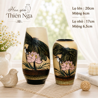 Combo 2 lọ hoa gốm men khô Bát Tràng