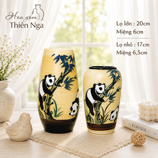 Combo 2 lọ hoa gốm men khô Bát Tràng