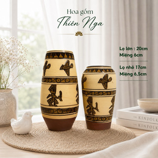 Combo 2 lọ hoa gốm men khô Bát Tràng