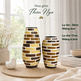 Combo 2 lọ hoa gốm men khô Bát Tràng