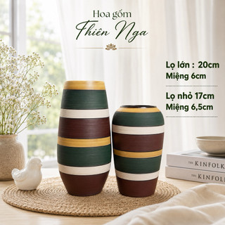 Combo 2 lọ hoa gốm men khô Bát Tràng