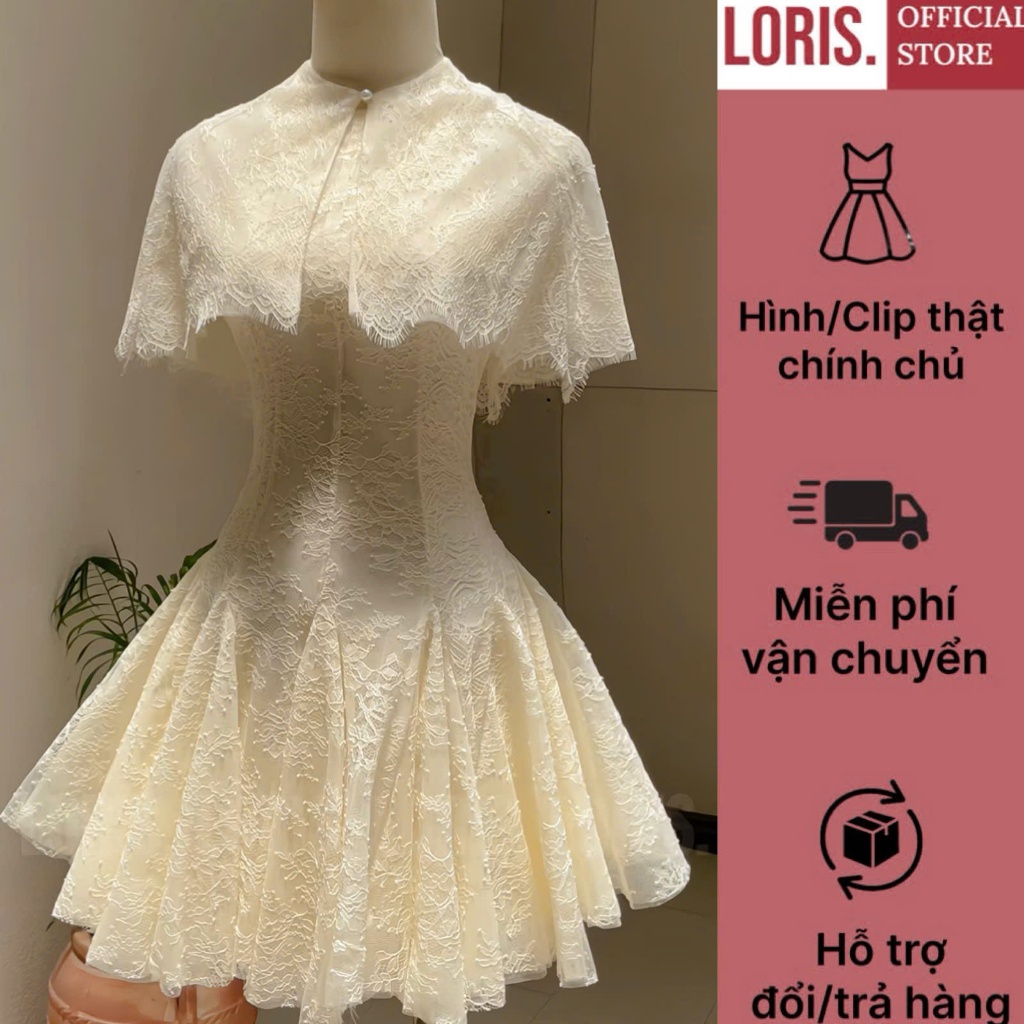 LORIS - Alice Dress, Set đầm cổ yếm kèm áo khoác ren