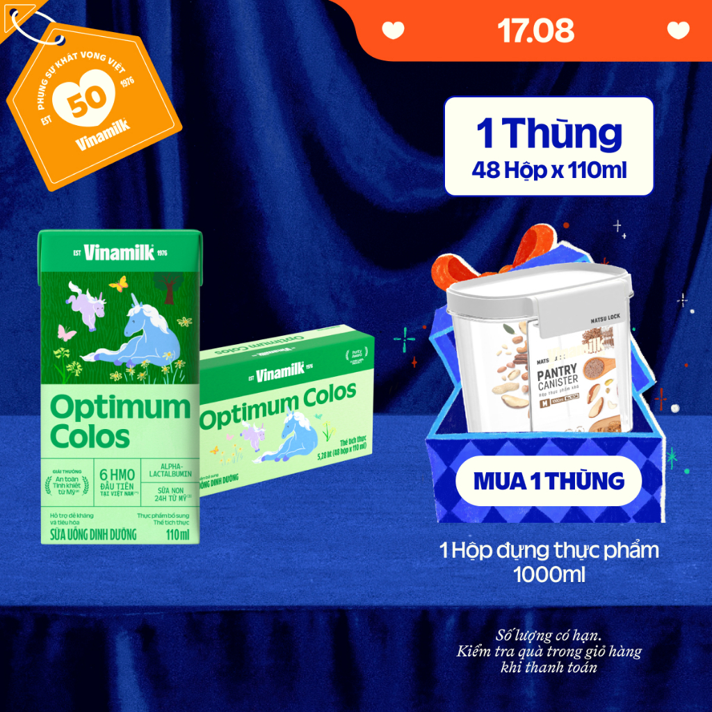 Thùng 48 hộp Sữa non Vinamilk Optimum Colos 110ml