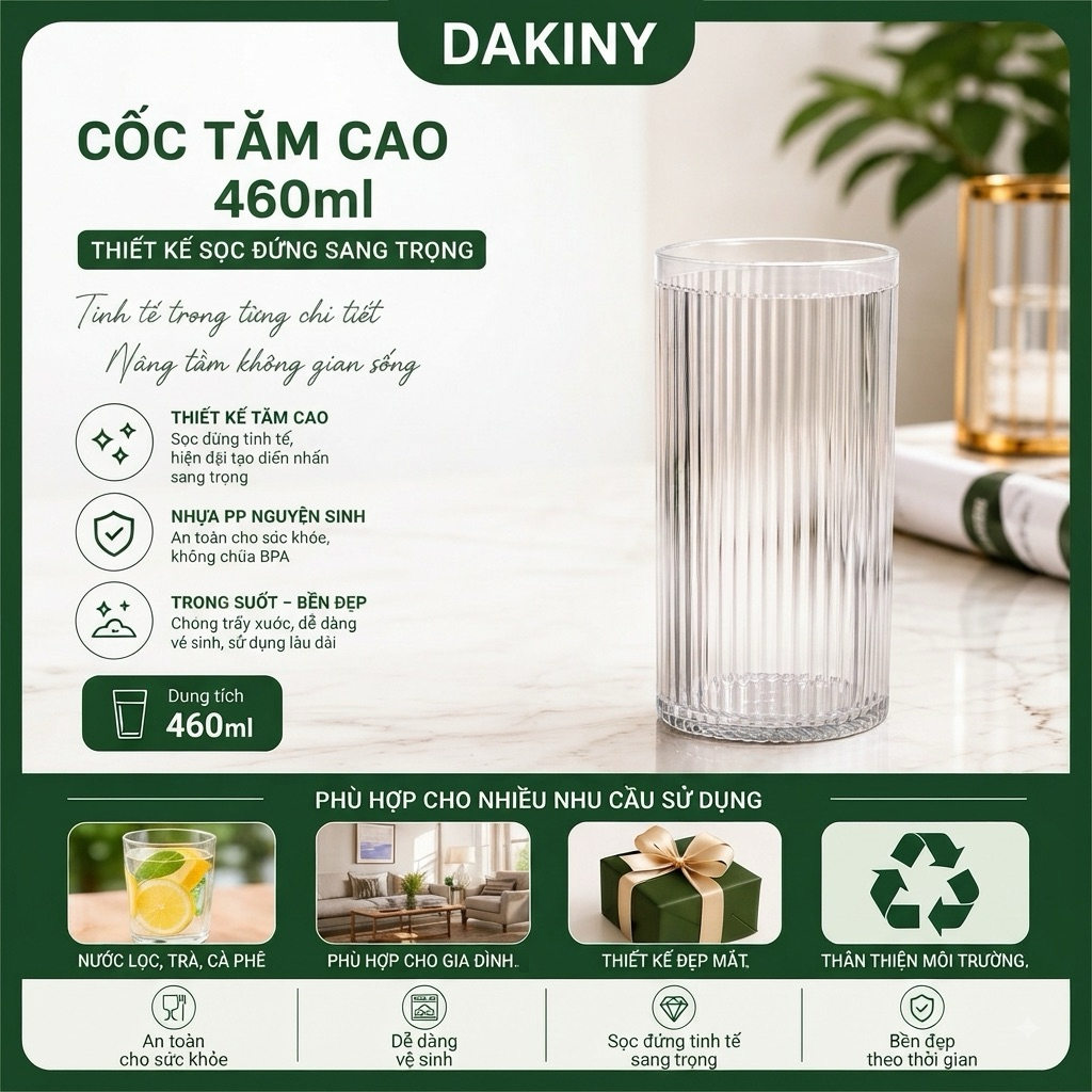 247 COMBO 5-10 CỐC TĂM CAO 460ML,Cốc Nhựa Uống Nước Hãng Việt Nhật 247