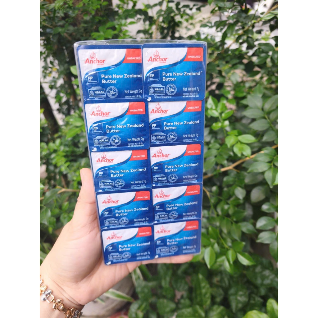 Nguyên vỉ 10 hộp bơ lạt Anchor làm bánh 7g/ hộp