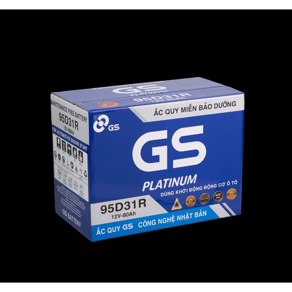 Bình ắc quy GS 95D31R, 95D31L, bình ắc quy lắc khô GS 80 ampe 12v80ah, bảo hành 6 tháng, khách mua n