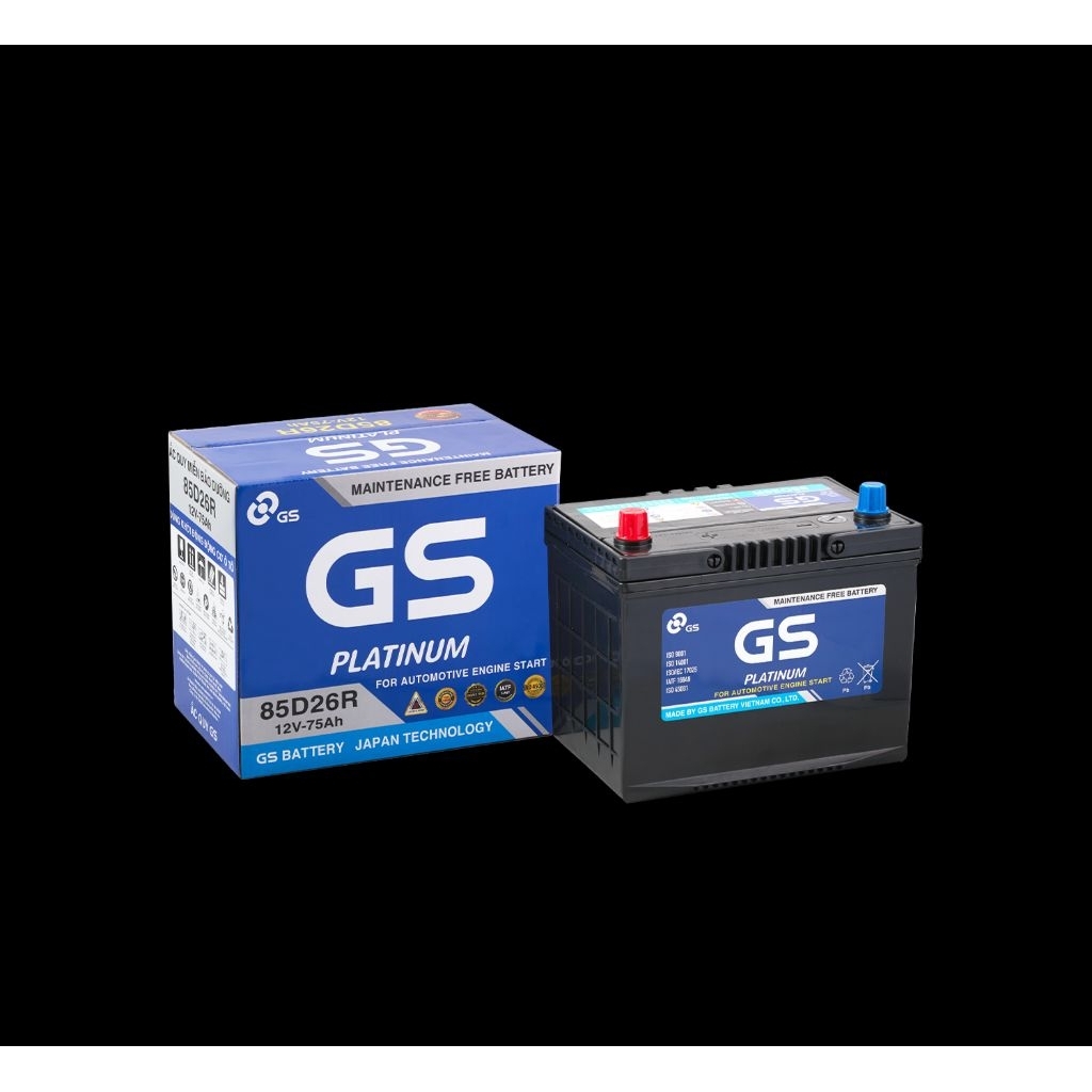 Bình ắc quy GS 85D26R, 85D26L , bình ắc quy lắc khô GS 75 ampe, 12v75ah, bảo hành 6 tháng, khách mua