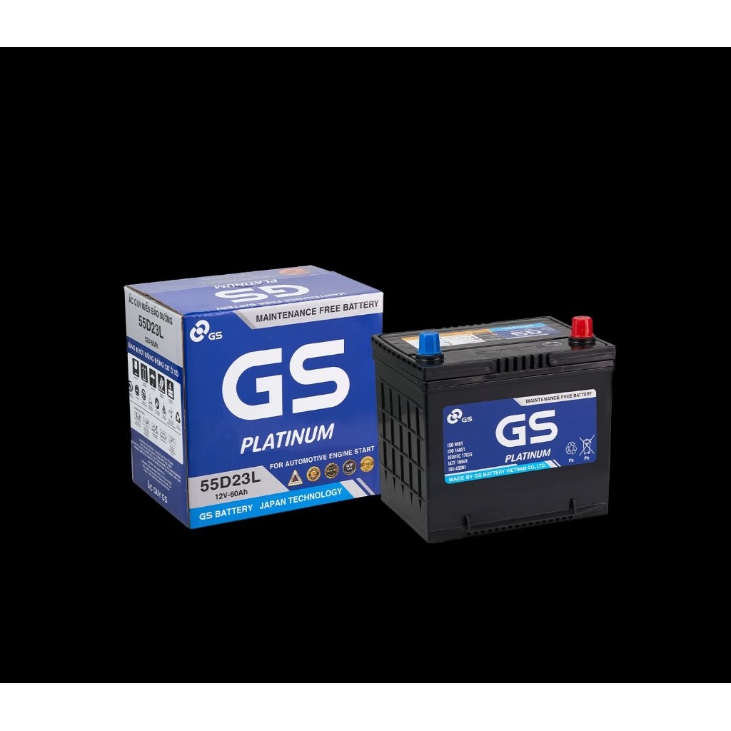 Bình ắc quy GS 55D23R, 55D23L , bình ắc quy lắc khô GS 60 ampe, 12v60ah, bảo hành 6 tháng, khách mua
