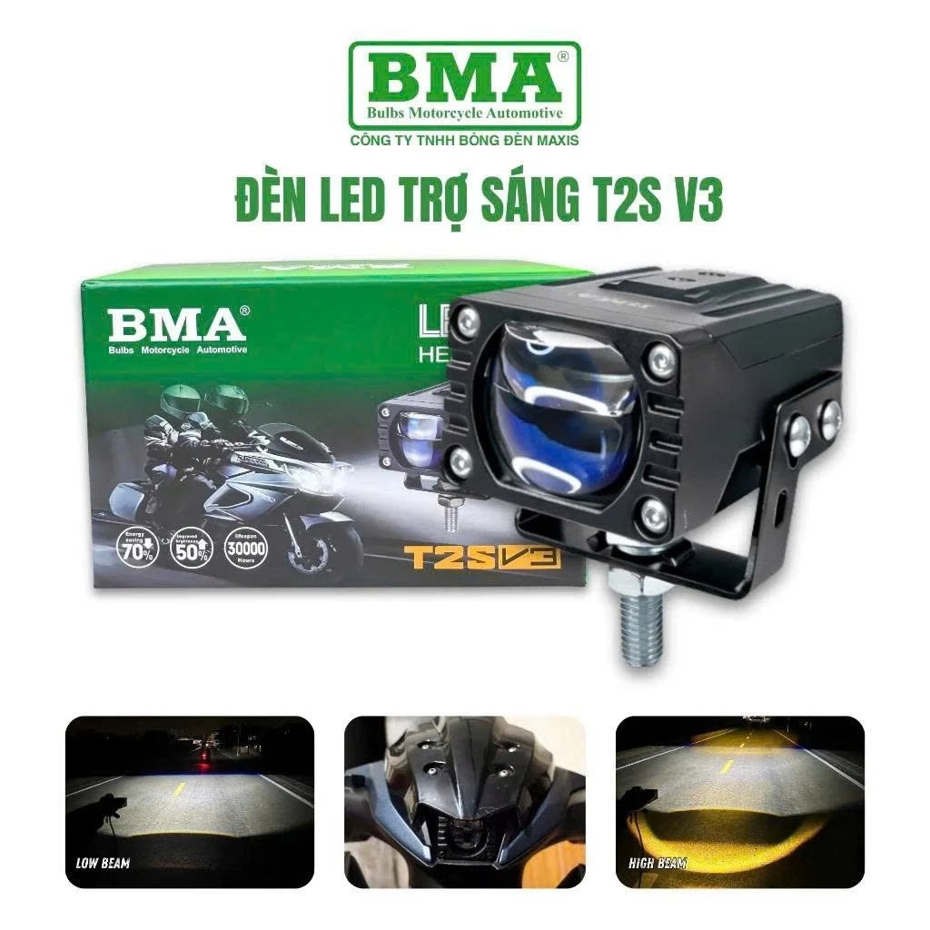 Đèn trợ sáng T2S V3 2026 siêu sáng tặng pát và công tắc