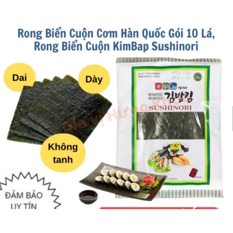 Rong Biển Cuộn Cơm Hàn Quốc Gói 10 Lá, Rong Biển Cuộn KimBap Sushinori