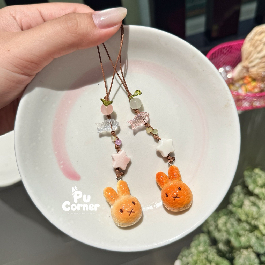 Bánh Thỏ Miffy - Dây treo điện thoại / móc khoá hình bánh thỏ miffy cute dễ thương