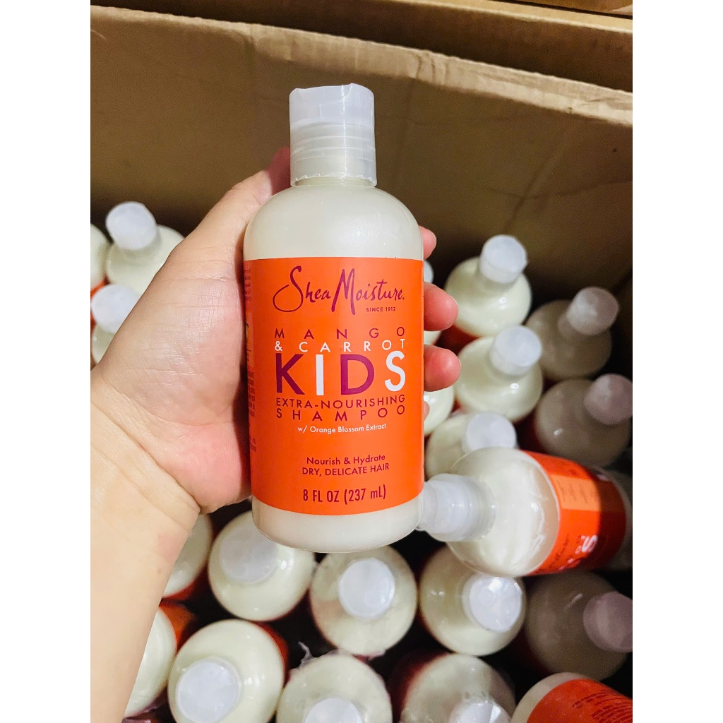 Dầu Gội SheaMoisture Kids Mango & Carrot Extra-Nourishing 237ml Cho Bé – Hương Xoài Cà Rốt – Hàng Mỹ