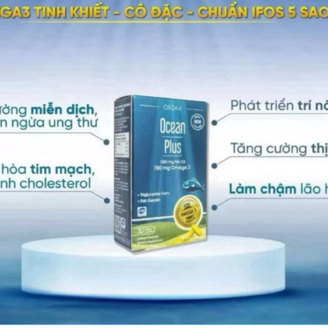 Ocean Plus Omega-3 Tinh Khiết Đậm Đặc ORZAX Nhập Khẩu Châu Âu Giúp Hỗ Trợ Não Bộ, Mắt, Tim Mạch 30 V