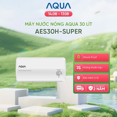 Máy nước nóng gián tiếp Aqua 30 lít AES30H-SUPER - Freeship toàn quốc