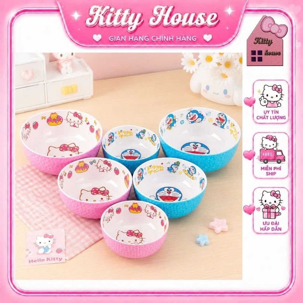 🌸CHÉN BÁT TÔ TRÒN HELLO KITTY DOREMON