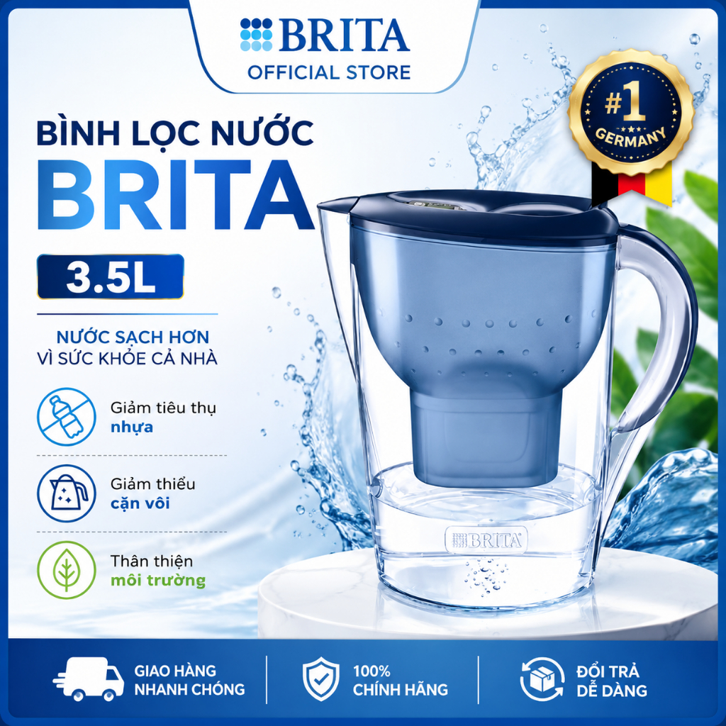 Bình Lọc Nước BRITA , Bình Brita 3.5L, Nhập Đức, BH 12 Tháng