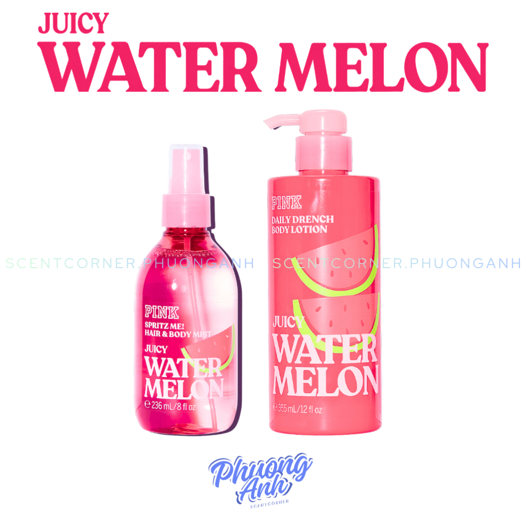 JUICY WATERMELON - Xịt thơm Tóc & Toàn Thân Hair & Body Mist | Lotion PINK (VS)