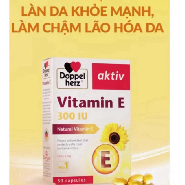 Doppelherz Aktiv Vitamin E - Viên Uống Bổ Sung Vitamin E Hỗ trợ làn da khỏe mạnh và hỗ trợ làm chậm 