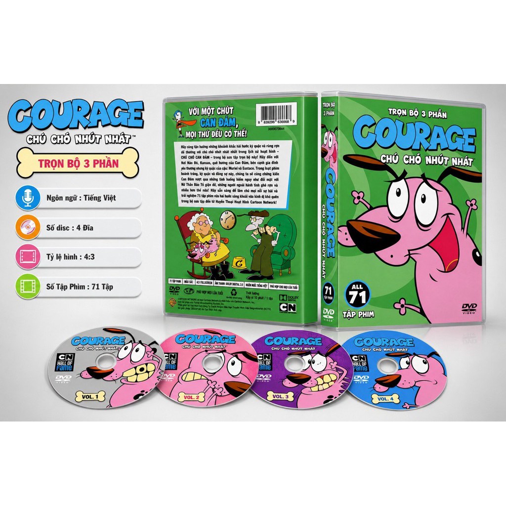 Dvd Phim Hoạt Hình Courage Chú Chó Nhút Nhát Thuyết Minh Tiếng Việt Trọn Bộ 4 Đĩa