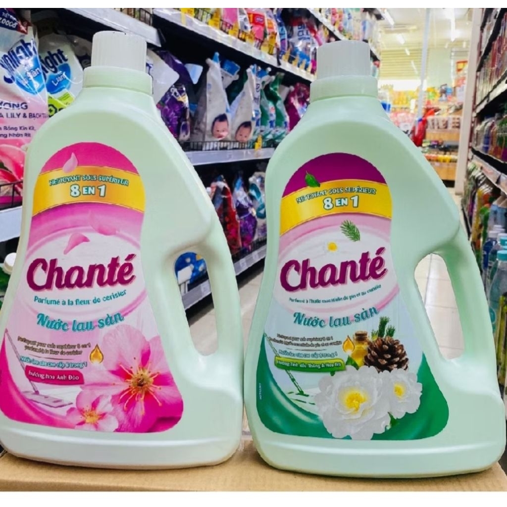 nước lau sàn cao cấp 8 trong 1 chante' hương hoa Anh Đào 3,2 kg