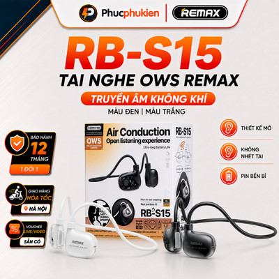 Tai nghe bluetooth thể thao Remax RB S15 đeo lâu không đau tai xuyên âm pin 6h - Phúc Phụ Kiện