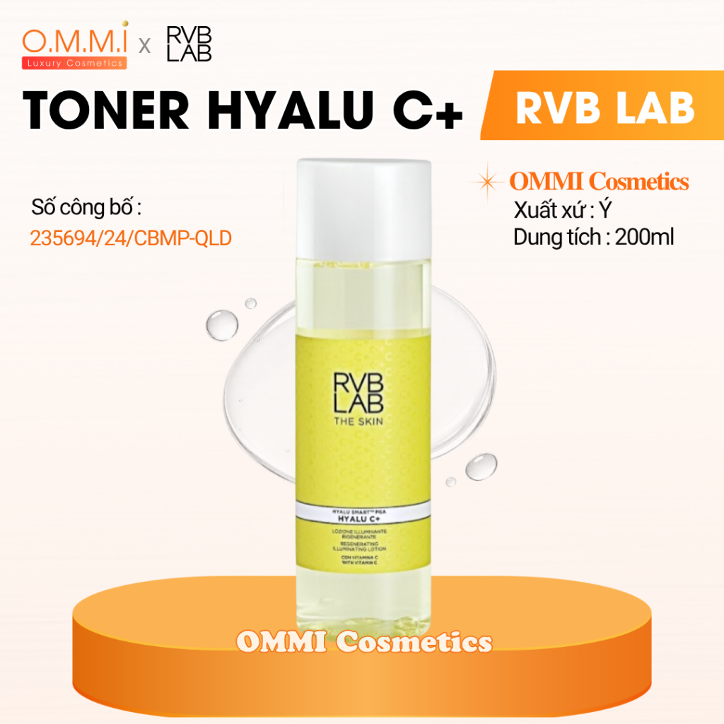 RVB LAB - Toner HYALU C+ cân bằng độ ẩm, hỗ trợ làm sáng da (200ml) | OMMI Cosmetics