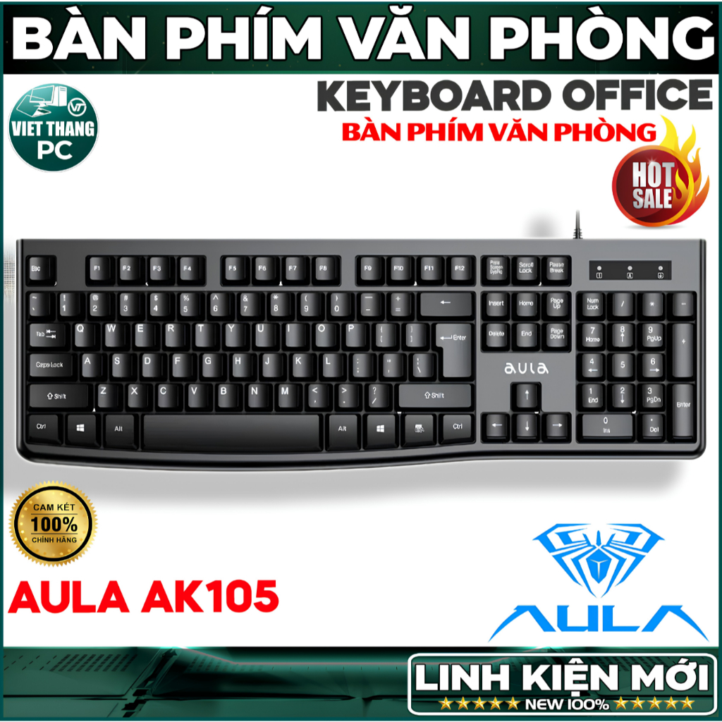 Bàn phím Có dây Văn Phòng Aula AK105 chuyên văn phòng New 100%