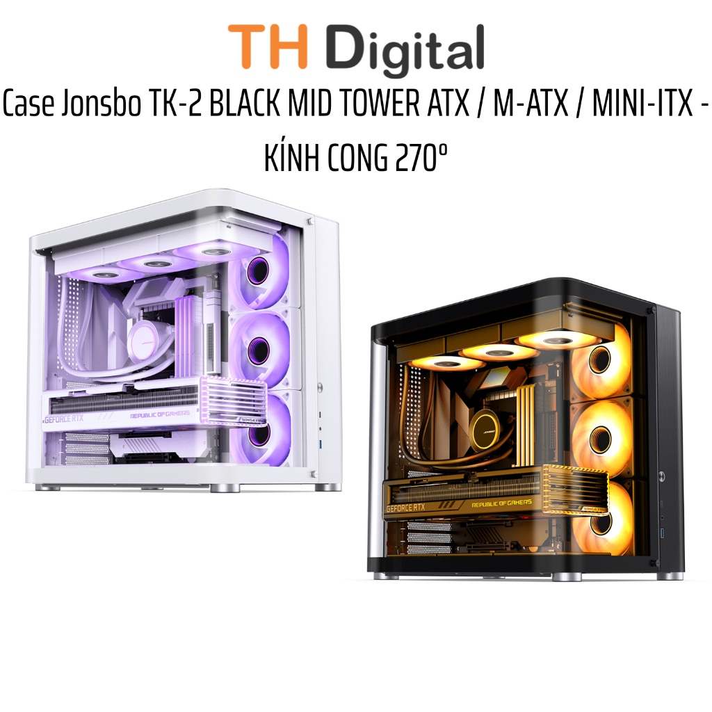 VỎ CASE PC JONSBO TK-2 BLACK MID TOWER ATX / M-ATX / MINI-ITX - KÍNH CONG 270° - Hàng chính hãng