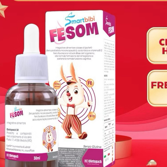 Smartbibi Fesom- Bổ Sung Sắt Giúp Hỗ Trợ Chức Năng Nhận Thức, Tạo Máu, Cải Thiện Tình Trạng Thiếu Má