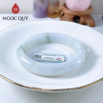 Vòng cẩm thạch A Myanmar - Ngọc phỉ thúy type A bản hẹ chất nếp hóa ni 56 mm VL128 (kèm kđ type A) - Ngoc Quý