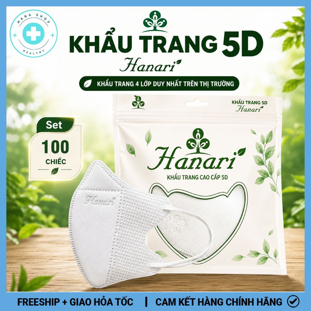 Khẩu Trang 5D HANARI 4 Lớp Dày Dặn Duy Nhất Trên Thị Trường, Kháng Khuẩn…