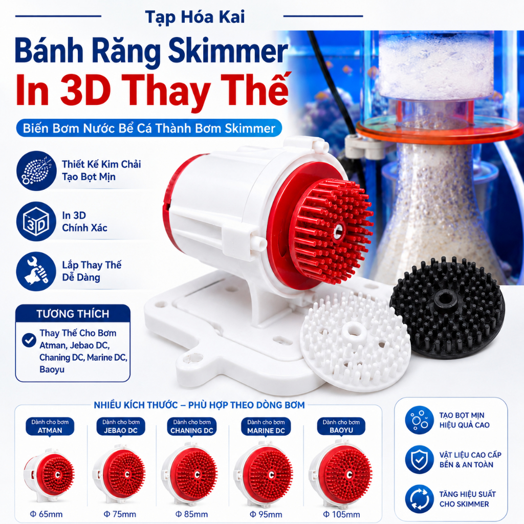 Bánh Răng Skimmer In 3D Cho Các Dòng Bơm Jebao, Atman, Baoyu, Channing và Marine DC