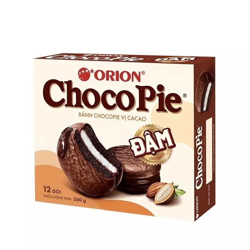 Hộp Bánh Chocopie Dark cacao đậm vị { Hộp 12 cái }.