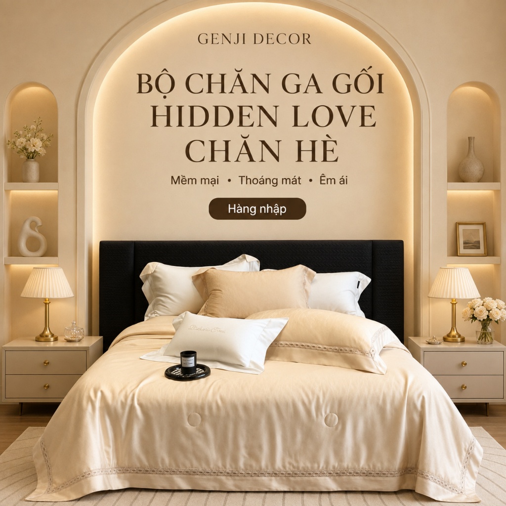 Bộ chăn ga gối chất liệu tencel 100s HIDDEN LOVE set chăn hè hàng nhập cao cấp